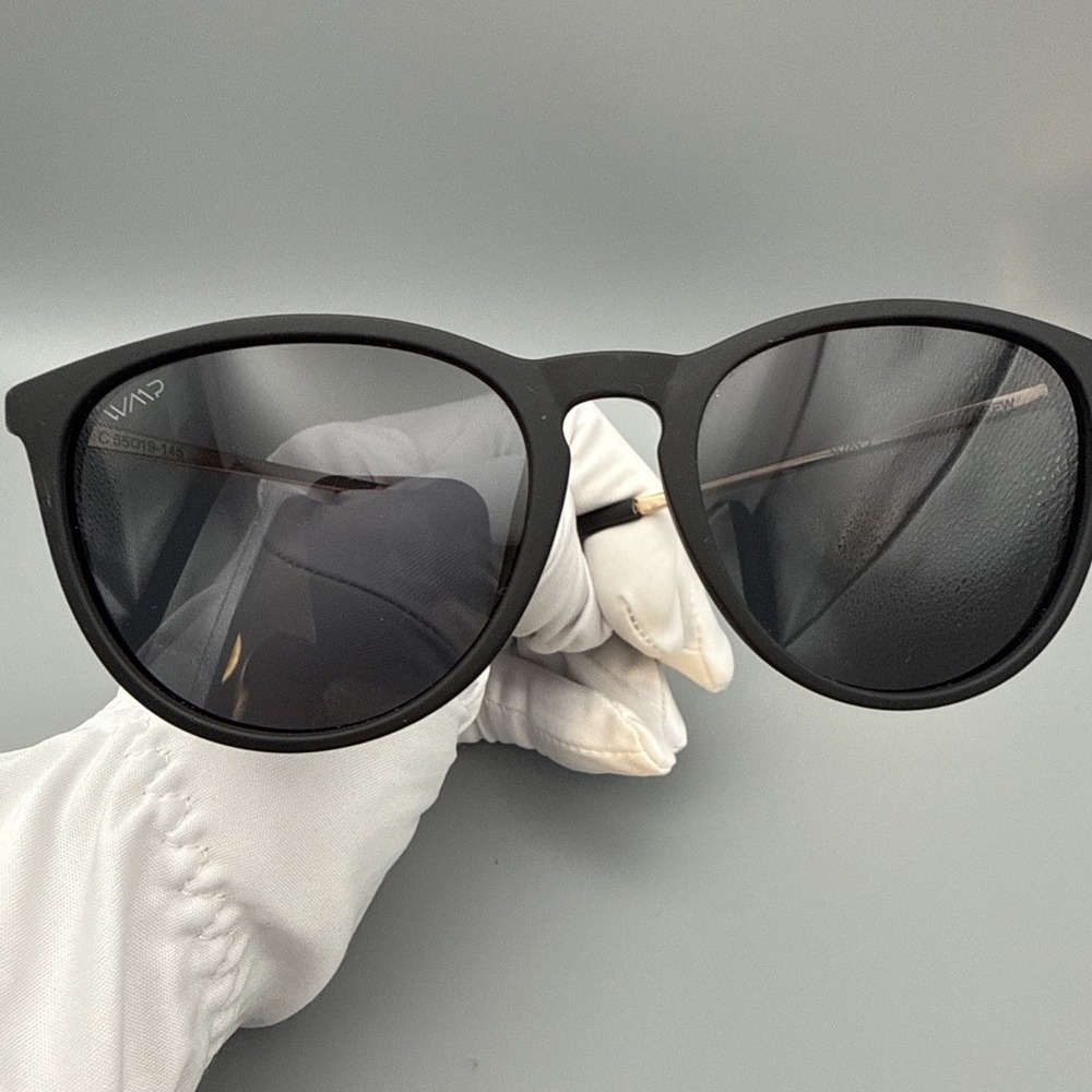 WMP Sunglasses Unisex Black Gold Round Matte Frame Eye Wear Streetwear Modern - Picture 7 of 8
